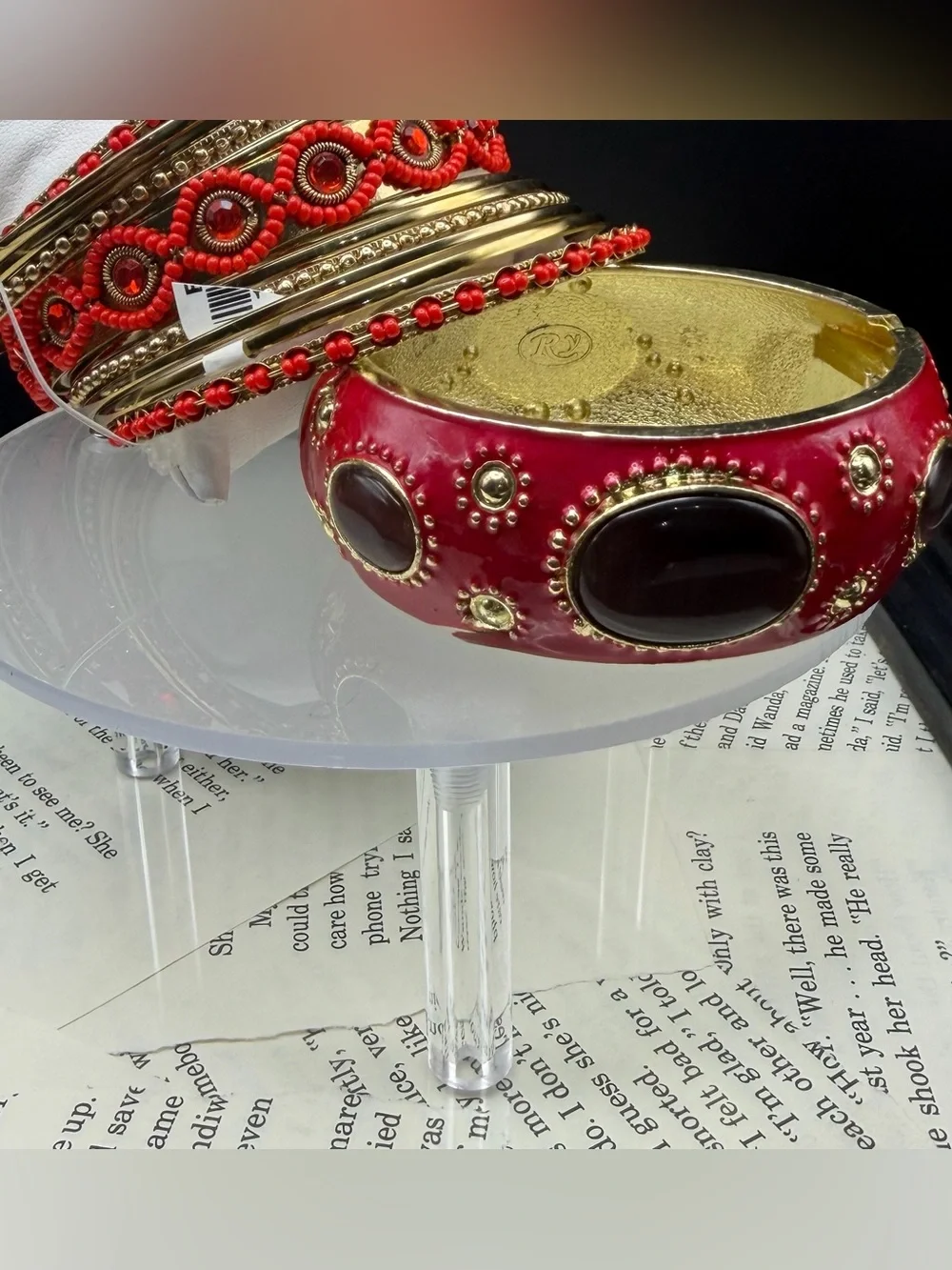 Red and Gold Multi-Stack Bangle Set